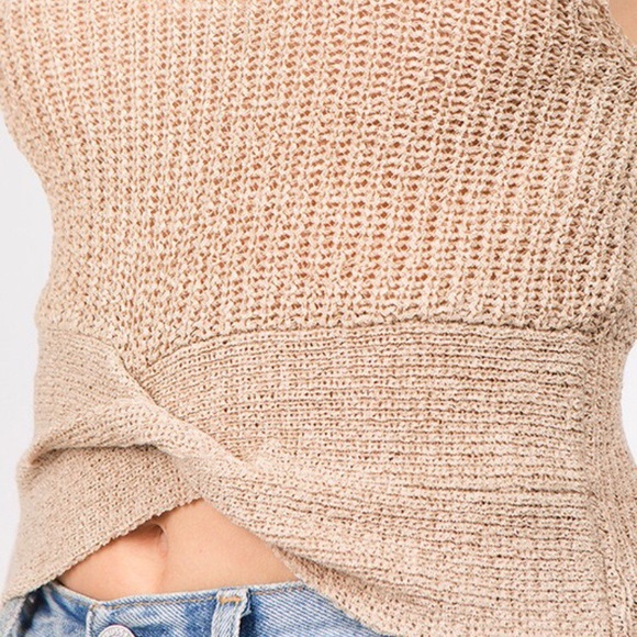 Taupe Twisted Tank Crop Top - Picture 2 of 2